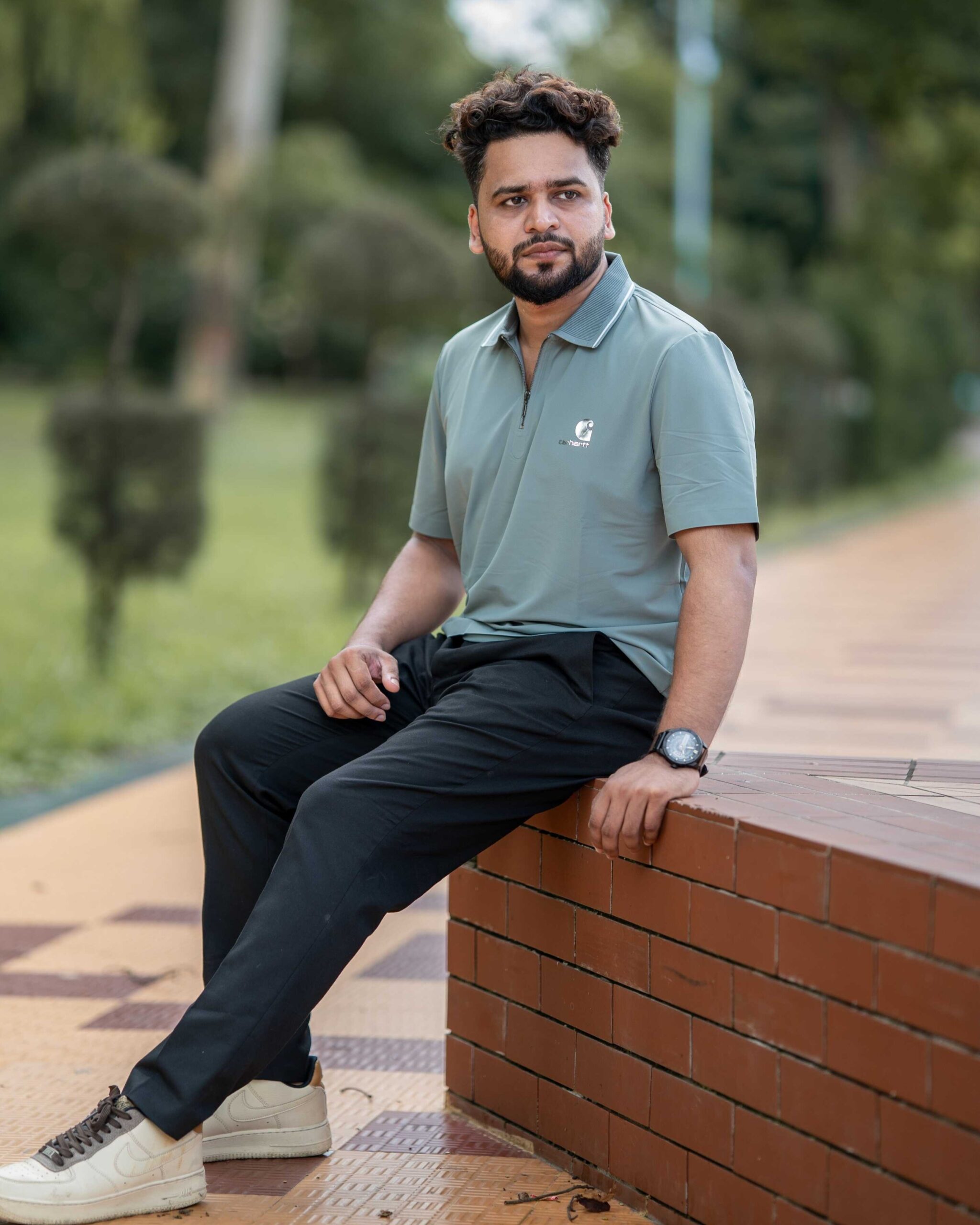 Slim Fit Zipper Polo | Grey