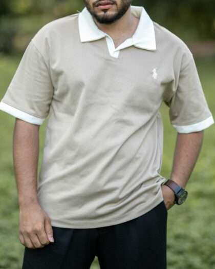 Contrast Collar & Cuff Polo | White Sand